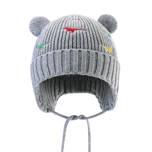 XIAOHAWANG Baby Hat Cute Bear Toddler Earflap Beanie Warm for Fall Winter - color: T-grey, size: 6-12 Months