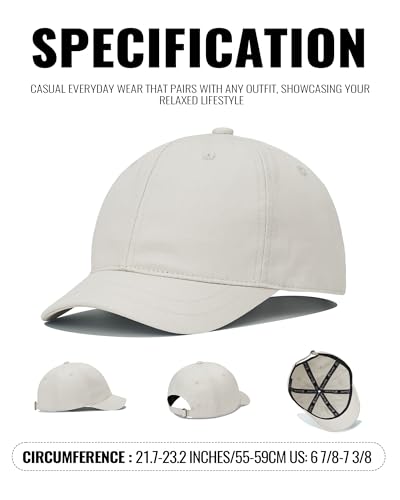 Croogo Cotton Short Brim Hat Low Profile Baseball Cap Unisex Streetwear - color: White