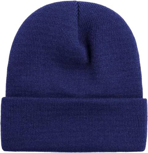 ZOORON Beanie for Men Women Warm Winter Hat Unisex Soft Knit Cuffed Beanie - color: Navy