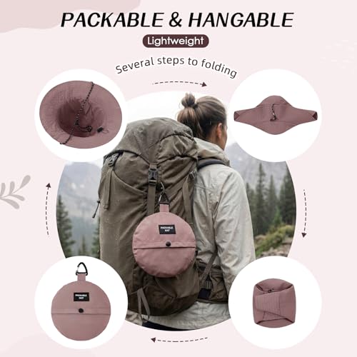 Durio Waterproof Bucket Hats for Woman UPF 50+ Sun Hat - color: Dusty Pink