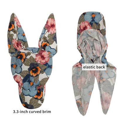 ZLYC Chemo Headwear for Women Brim Visor Head Scarf Pre Tied Headwraps Lightweight Skull Cap - color: Floral White