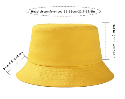 DIYDECAL Summer Bucket Hat,Beach Sun Hat Double-Sided Fisherman Hat for Men Women - color: Yellow