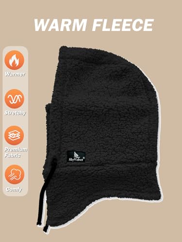 Shy Velvet Sherpa Hood Balaclava Wind-Resistant Ski Mask for Men and Women - color: Black