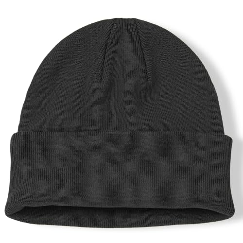 100% Cotton Beanie for Women Men Soft Knit Beanies Warm Winter Hat - color: Black