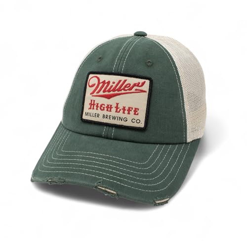 AMERICAN NEEDLE Miller High Life Beer Patch Unisex Adjustable Snapback Baseball Hat - color: Orville (Stone/Green)