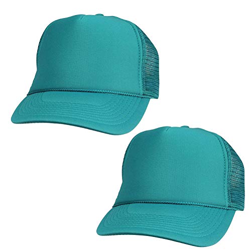 2 Packs Baseball Caps Blank Trucker Hats Summer Mesh Cap (2 FOR Price of 1) - color: Teal