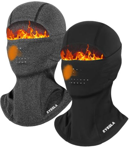 Winter Balaclava Ski Mask for Men Women Thermal Face Mask Breathable Face Cover for Cold Weather Motorcycle Snowboard - color: Black+grey(with Breath Hole)