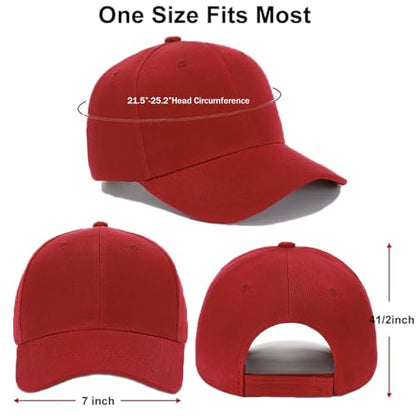 ZH Plain Adjustable Baseball Cap - Lot of 12 Unisex Blank Design Caps - color: Red
