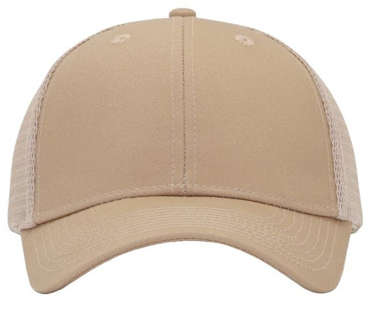Mens Mesh Snapback Trucker Hat Baseball Cap, Fits OSFM&XXL Head - color: Khaki, size: Medium-Large