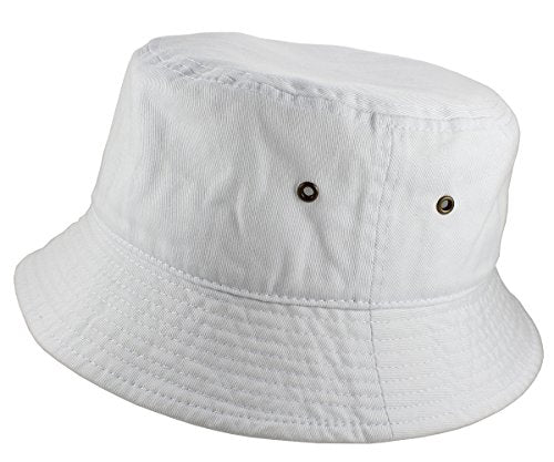 Gelante Solid Color 100% Cotton Bucket Hat for Women and Men Packable Travel Summer Beach Hat - color: White, size: Large-X-Large