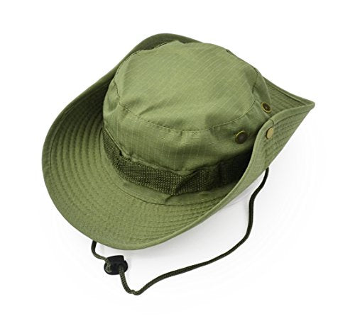 Outdoor Wide Brim Sun Protect Hat, Classic US Combat Army Style Bush Jungle Sun Cap for Fishing Hunting Camping - color: Light Green