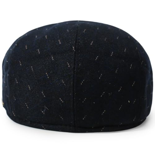 Men's Newsboy Cap with Earflaps Flat Ivy Caps Gatsby Golf Cabbie Hats - color: Dark Blue Spot