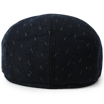 Men's Newsboy Cap with Earflaps Flat Ivy Caps Gatsby Golf Cabbie Hats - color: Dark Blue Spot