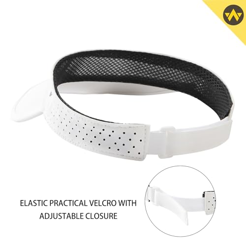 WANDER Sports Sun Visor Hat Mesh Foldable Brim for Men Women Running - color: White