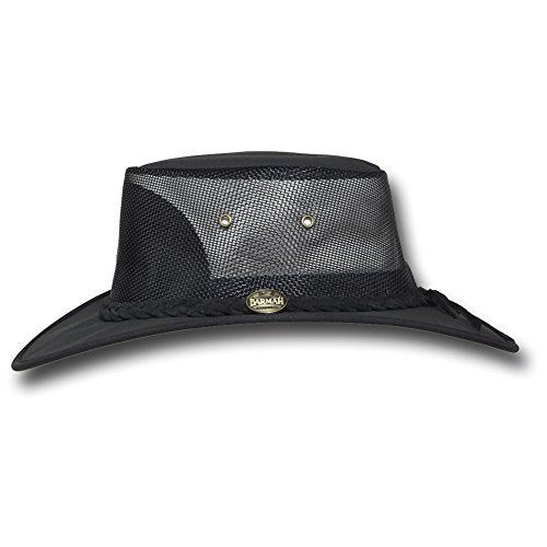 Mesh Drover Cotton Canvas Hat by Barmah - color: Black, size: X-Large