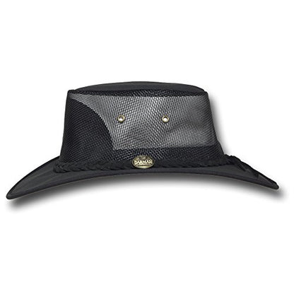 Mesh Drover Cotton Canvas Hat by Barmah - color: Black, size: X-Large