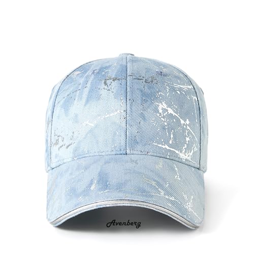Sandwich Brim High Crown Baseball Cap – Logo-Free – Deep Fit Structured Hat for Men & Women – Minimalist Design - color: Light Blue Denim / Silver Splash