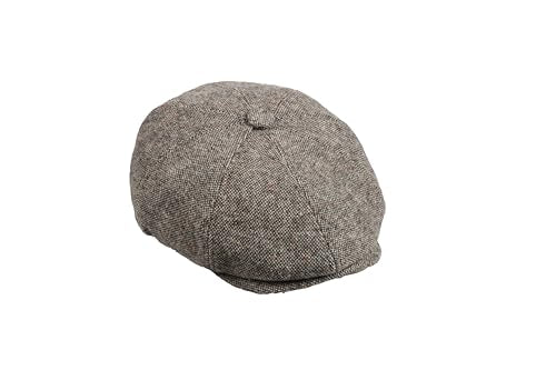 8 Panel Wool Blend Newsboy Cap – Classic Tweed & Herringbone Baker Boy Hat for Men & Women - color: Beige Tweed, size: X-Large