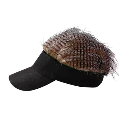 Mens Novelty Sun Visor Beach Hat Short Hair Wigs UV Protection Adjustable Golf Dad Cap Funny Hip Hop Rave Party Trucker Hat - color: Brown & White