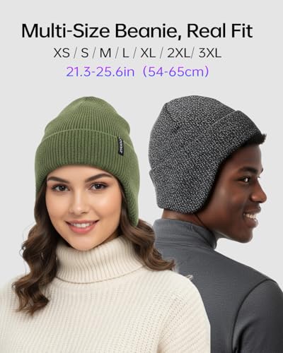 Zylioo XXL XL L Beanie for Big Heads Men Women, Ear Flap Winter Knit Hat - color: Black-gray, size: X-Large-3X-Large