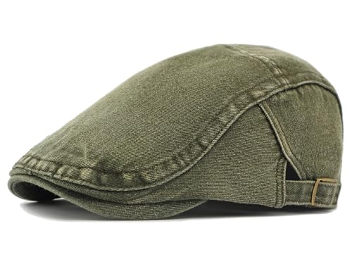Cotton Newsboy Cap,Breathable Ivy Gatsby Cabbie Beret Hat for Men's Women Driving Hunting Golf - color: Denim Army Green