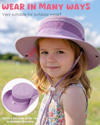 HONGTEYA Kids Sun Hat UPF 50+ Toddler Bucket Summer Hat Fishing Outdoor - color: Light Purple, size: 5-13 Years