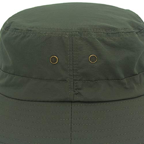Women Lightweight Safari Sun Hat Quick Dry Fishing Hat with Strap Cool - color: Army Green