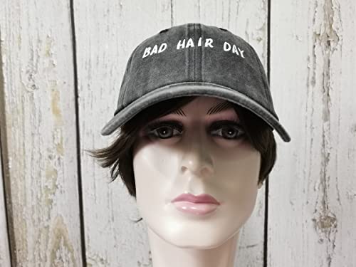 Embroidered Baseball Caps for Men and Women - color: Bad Hair Day (Washed Black)