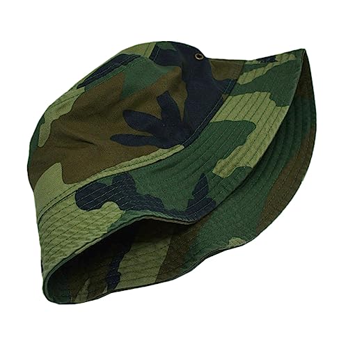 Glory Max Unisex Solid Color 100% Cotton Bucket Hat Small Brim Packable Travel Summer Beach Hat - color: Woodland Army, size: Small-Medium