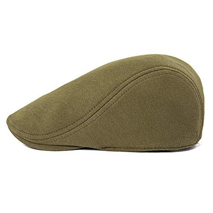FEINION Men Cotton Newsboy Cap Soft Fit Cabbie Hat - color: Black/Green