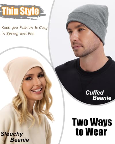 ROYBENS Thin 100% Cotton Beanie for Men Women Lightweight Slouchy Chemo Hat - color: 1pcs-pink