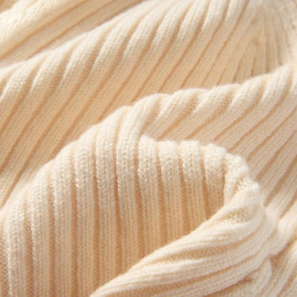 100% Merino Wool Fisherman Beanie Hat, Unisex Warm Winter Hats, Soft Breathable Knitted Short Cuffed Cap - color: Beige