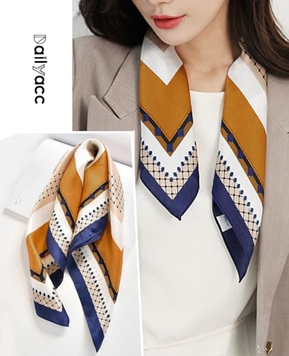 Dailyacc Hair Bandanas Scarf For Women Lightweight Fashion Neck Silk Satin Head Scarves For Sleeping Handbags Scarf - color: 27-diamond Shape Matching Color/27.5*27.5in