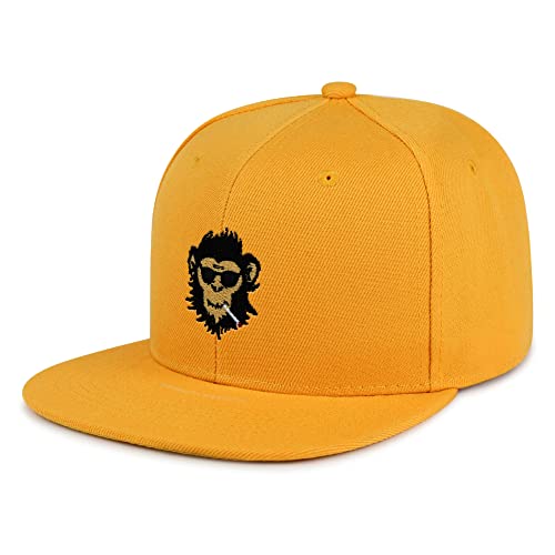 Smoking Monkey Hip-Hop Snapback Hat Embroidered Baseball Cap Wild Animal Funny - color: 09. Yellow