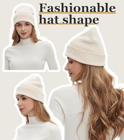100% Cotton Beanies for Men Women Unisex Cuffed Knitted Skull Cap - color: Beige