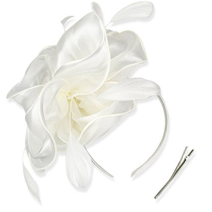 AQOKKA Women Fascinators Hats Flower Fascinators with Headband and Clip Tea Party Headwear for Women and Girls - color: 8.2" Diameter / White