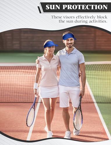 12 Pack Sun Visor Hats Softball Adjustable Cap Sun Protection for Women Men - color: Royal Blue