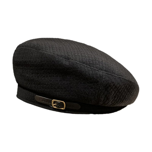 Elegant Lightweight Breathable Cap - 1pc Classic Newsboy Hat Solid Color Fashionable Hats for Women - color: Black-0