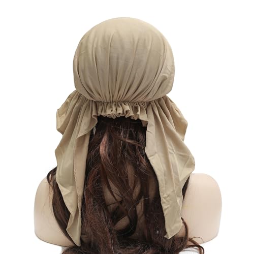 ZLYC Chemo Headwear for Women Brim Visor Head Scarf Pre Tied Headwraps Lightweight Skull Cap - color: Solid Khaki