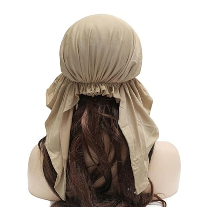 ZLYC Chemo Headwear for Women Brim Visor Head Scarf Pre Tied Headwraps Lightweight Skull Cap - color: Solid Khaki