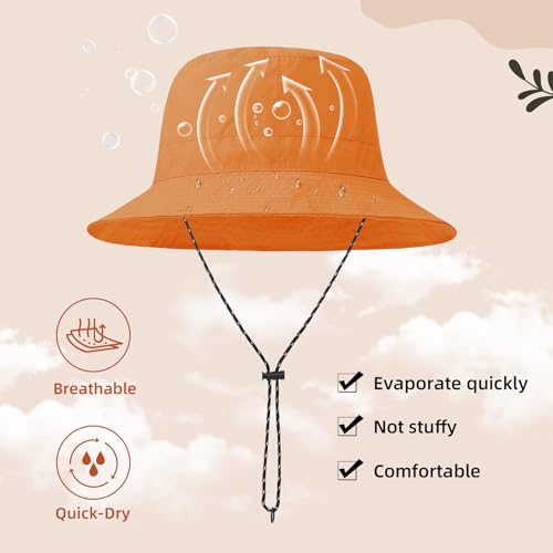 Durio Waterproof Bucket Hats for Woman UPF 50+ Sun Hat - color: Orange