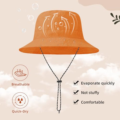 Durio Waterproof Bucket Hats for Woman UPF 50+ Sun Hat - color: Orange