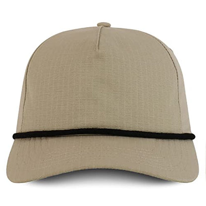Trendy Apparel Shop 5 Panel Ripstop Cotton Snapback Cap - color: Khaki