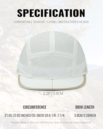 Croogo Short Brim Baseball Cap Flat Bill 5 Panel Hat Mesh Quick Drying Caps - color: White