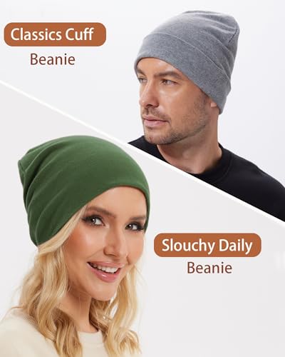 Thin 100% Cotton Fine-Knit Beanie Hat Slouchy Soft Chemo Skull Cap - color: 1-army Green