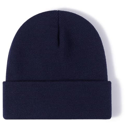 Rosoz Beanie for Men Women Cuffed Knit Hat Winter Beanies Skull Cap Unisex - color: Navy Blue