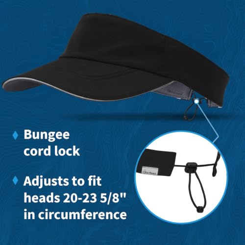 TrailHeads Women's Performance Sun Visor Hat for Running, Golf & Sports - color: Black