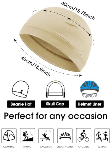 Syhood 4 Cotton Skull Caps for Men Women Sleep Night Hat Beanie - color: Army Green, Pink, Brown, Beige