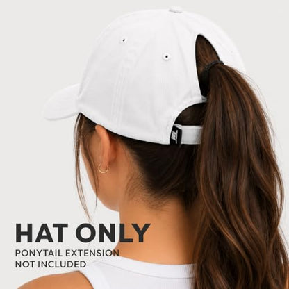 Cotton Baseball Cap Dad Hat – Washed Low Profile Adjustable Hat for Men Women Casual Outdoor Running Golf - color: 1. Ponytail - Black