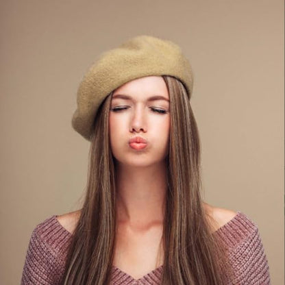 Jolbndcv 6PCS Beret, French Beanie, Outdoor, Winter, Fashion Lady Hat - color: Khaki